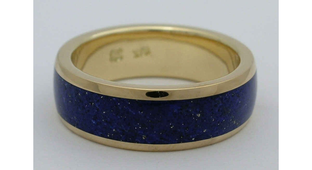 Waterton Jewelry, Custom, Lapiz, Lazuli, Inlay, Ring, Wedding